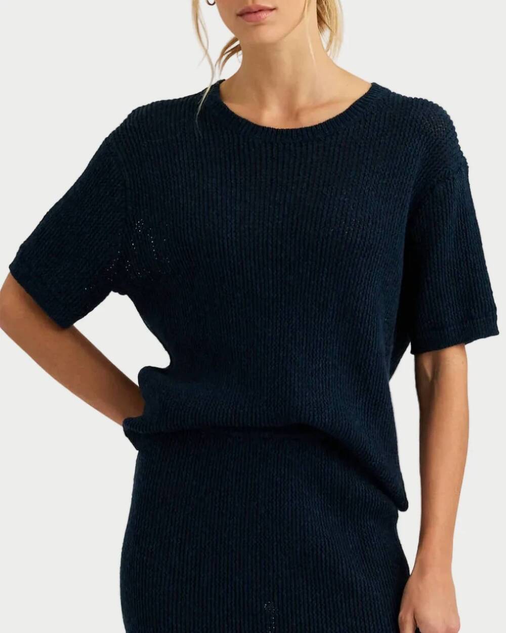 NEW ONE GREY DAY erica knit tee in navy